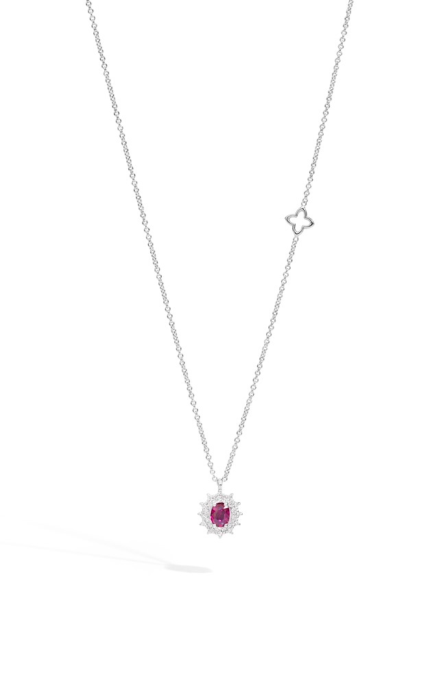 Recarlo Girocollo Con Pendente Rubino E Contorno Di Diamanti