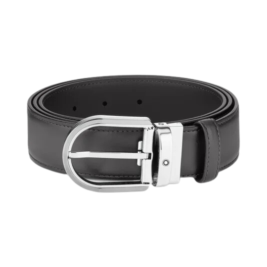 Montblanc 35mm Leather Griigia Belt and Horseshoe Buckle.