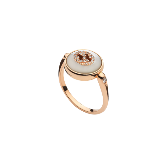 Gucci Interloking Anello  Oro18k Diamanti Madreperla