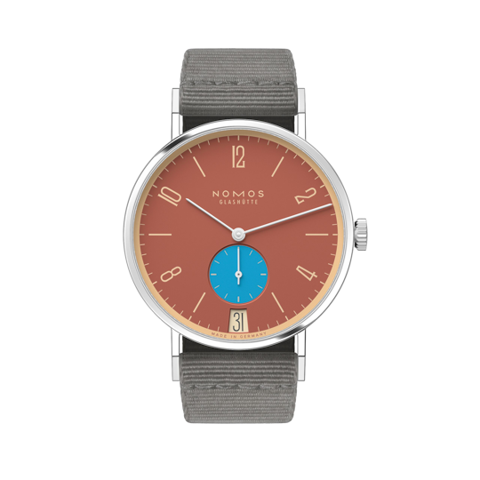 Nomos Glashütte Tangete 38 Datario Ziegelblau