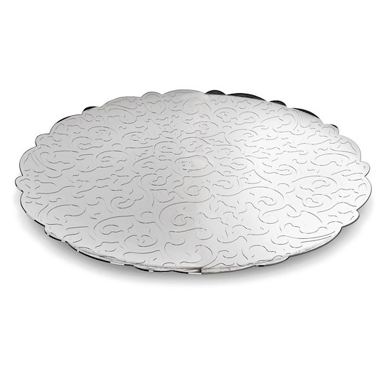 Vassoio Alessi In Acciaio Lucido Con Decoro A Rilievo