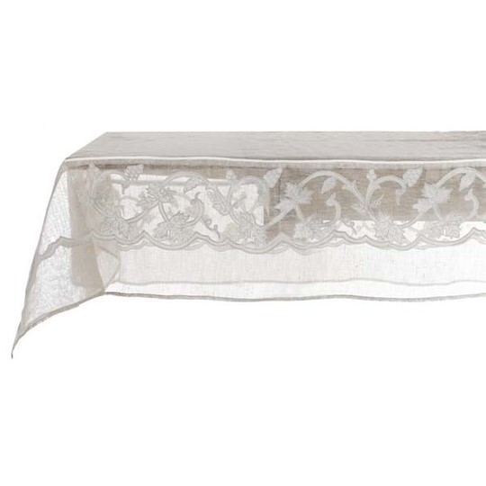 Blanc Mariclò Tovaglia Ricamata Ocra