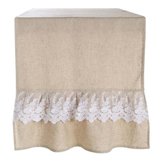 Blanc Mariclò Runner In Cotone Con Gala E Pizzo