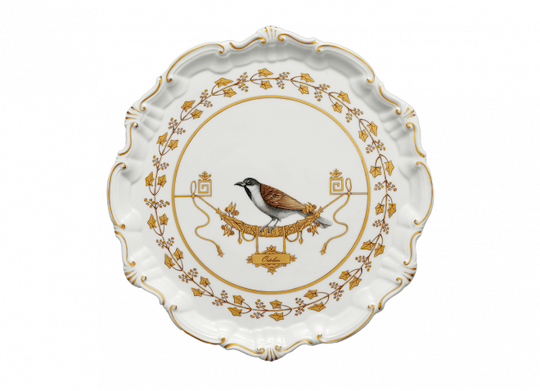 Richard Ginori Vassoio Rotondo Collezione Volière Ortolan