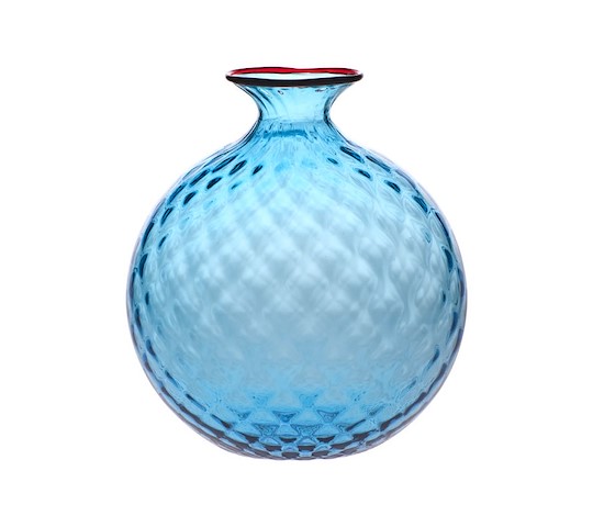 Venini Vaso Monofiore Aquamarina Filo Rosso