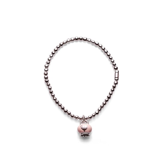 Chantecler Bracciale Elastico In Argento Con Campanella Smalto Rosa