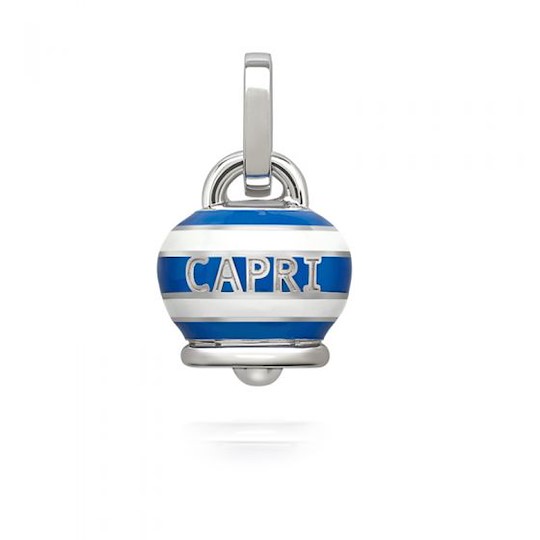 Chantecler Ciondolo Campanella Media Capriness In Argento E Smalto Bianco E Blu