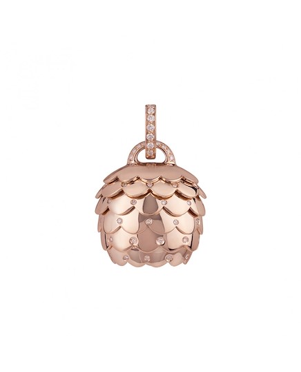 Ciondolo Campanella Chantecler Paillettes In Oro Rosa E Diamanti Bianchi