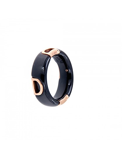 Damiani D-icon 7 Mm Ceramica Nera Ed Oro Rosa Misura 13