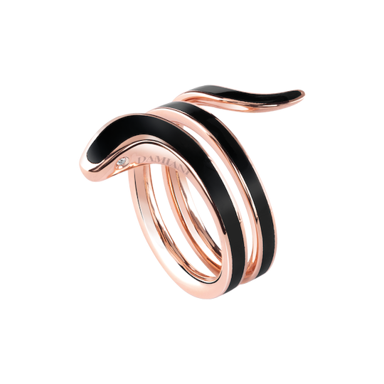 Damiani Anello Eden In Oro Rosa E Smalto Nero