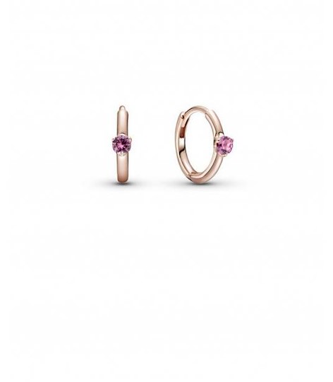 Orecchini A Cerchio Con Solitario Rosa