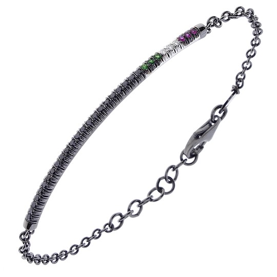 Salvini Bracciale In Oro Brunito E Pavè Tricolore