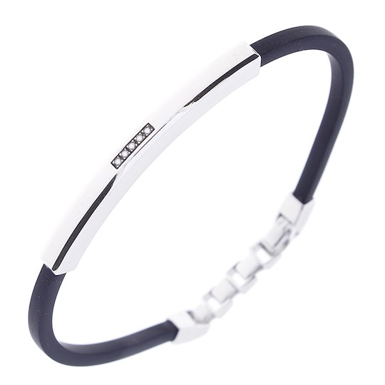 Salvini Bracciale Caucciù, Argento E Diamanti