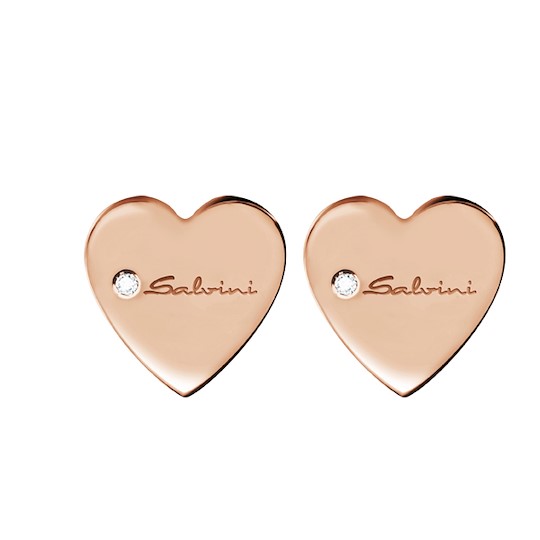 Salvini Orecchini A Lobo In Oro Rosa Con Cuori