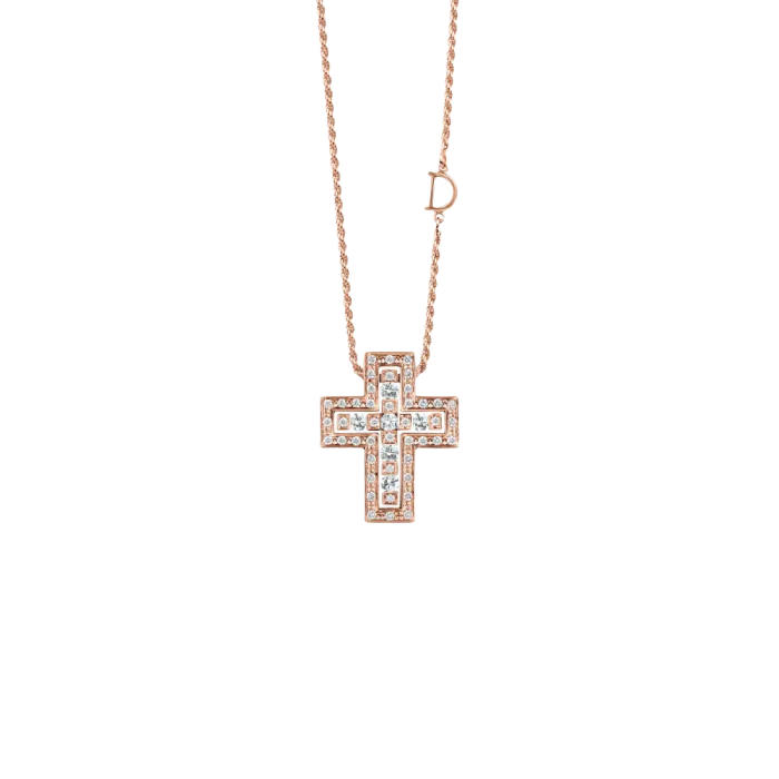 Damiani Belle Epoque Collierino Croce Oro Rosa