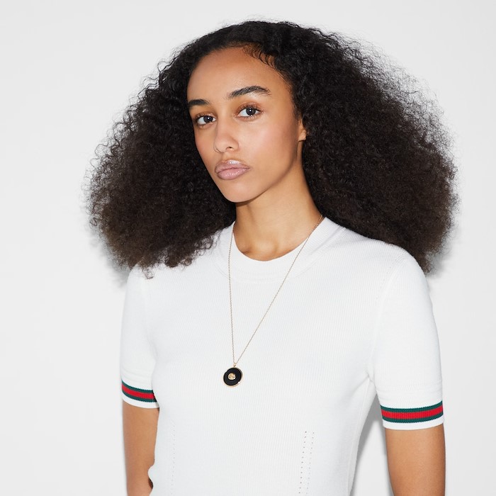 Gucci Inteloking Collana a Catena Lunga Oro 18k Diamanti Onice