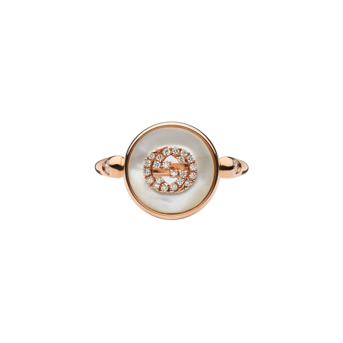 Gucci Interloking Anello  Oro18k Diamanti Madreperla