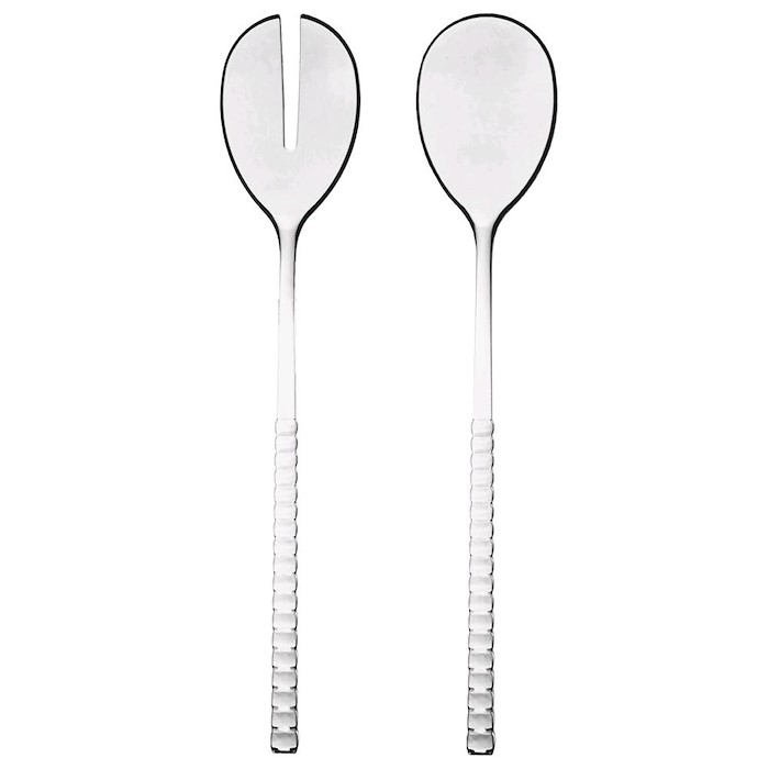 Floral Set Di Posate Da Insalata In Legno – Mestolo E Forchetta, Lunghezza 32 Cm, Eleganti E Rustici
