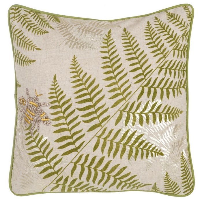 Federa Per Cuscino 45x45 Cm Con Foglie Verdi Tropicali, Lino E Cotone, Stampa Solo Fronte, Regalo