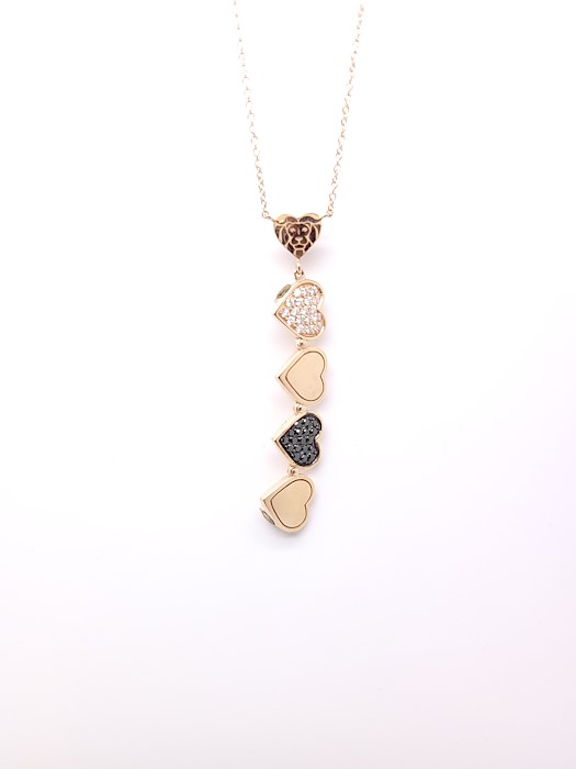 Love & Luck Girocollo Con Pendente Diamanti Neri E Bianchi