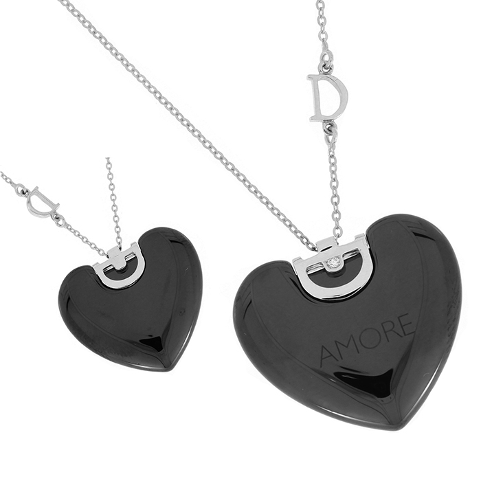 Damiani Collana D-icon Cuore In Ceramica Nera