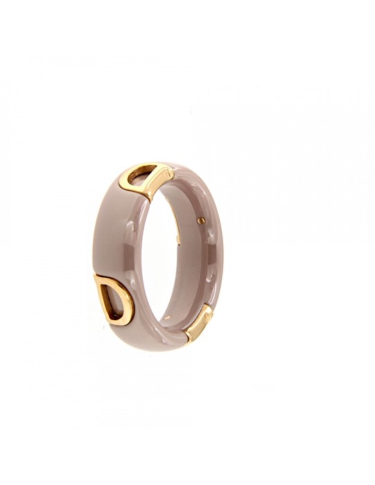 Damiani Anello D-icon Ceramica Cappuccino Ed Oro Rosa Misura 17