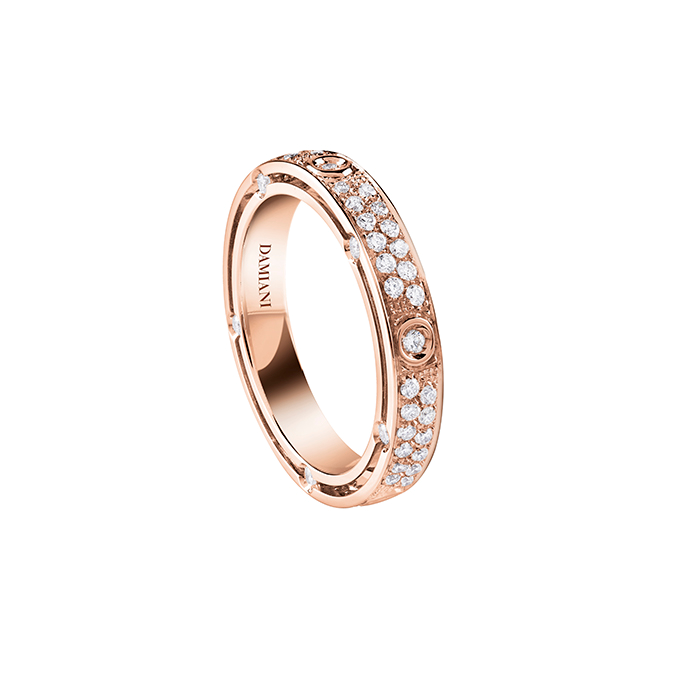 Damiani Anello D-side Oro Rosa Pavè Di Brillanti