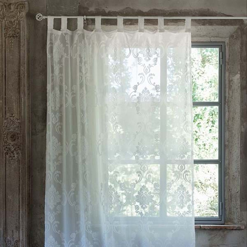 Tenda ESLIR In Voile Trasparente Con Stampa Floreale E Passanti - 145x150 Cm, Colori Verde/Rosa/Arancio/Blu