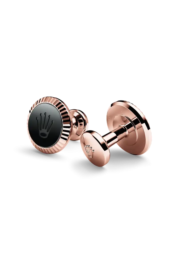 Gemelli “Zigrinatura” Rolex, Oro Everose e ceramica, a1035 | Tomasini Francia