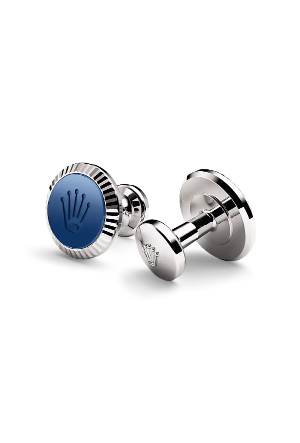 Gemelli “Zigrinatura” Rolex, Oro bianco e ceramica, a1039 | Tomasini Francia